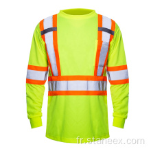 Sécurité réfléchissante Chemise à haute visibilité Chemises de travail jaunes